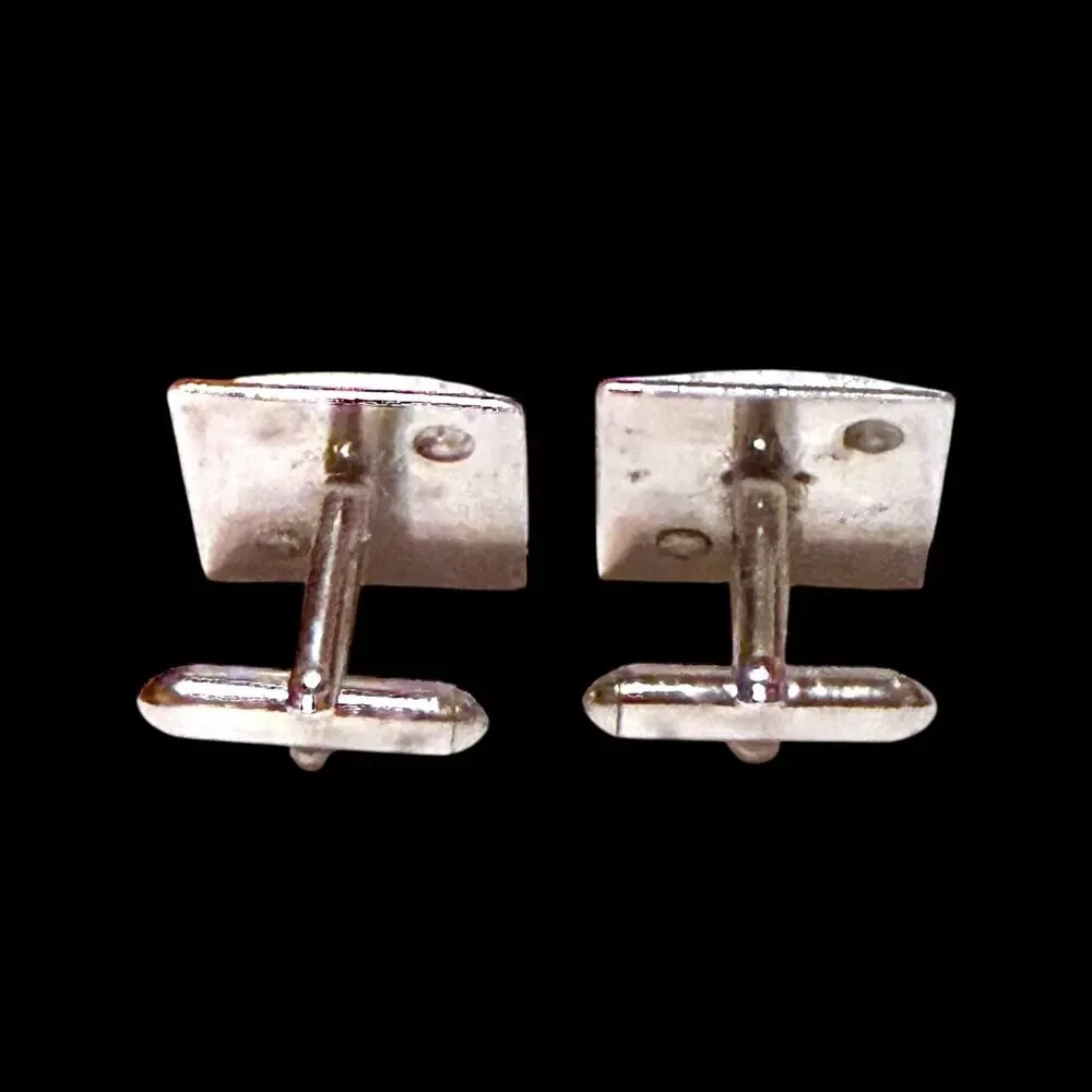 Vintage Swank Cufflinks Mens Silver Tone Monogrammed B Polished and Crosshatched